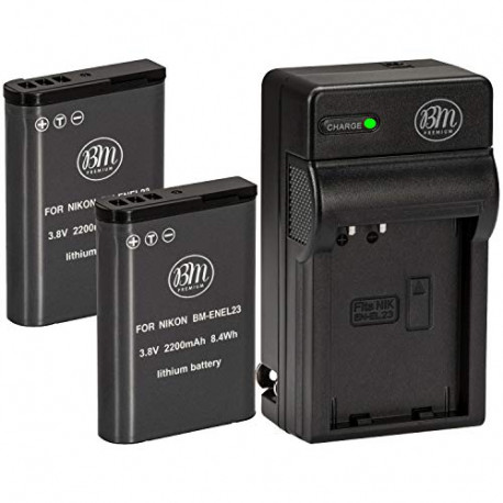 2 Pack of EN-EL23 Batteries and Battery Charger for Nikon Coolpix B700