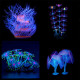 Aquarium Fish Tank Ornament,Simulation Coral Plant Decorations Glowing Silicone Accessories 5Pieces