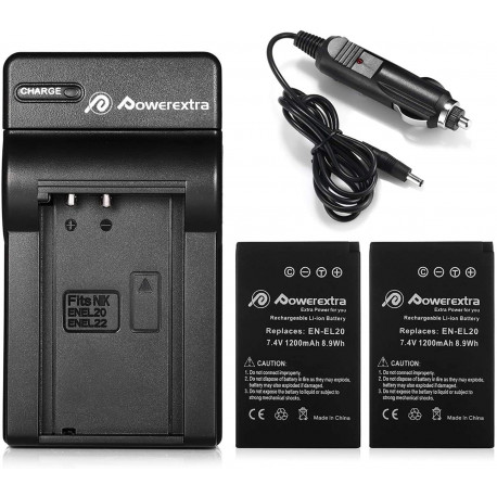 EN-EL20a 2X Battery & Car Charger Compatible with Nikon Coolpix P950