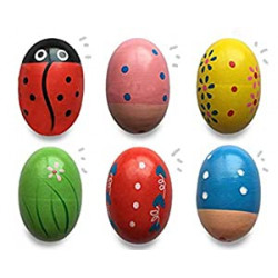 6 Pack Wooden Percussion Musical Shake Eggs for Toddlers Kids Boys