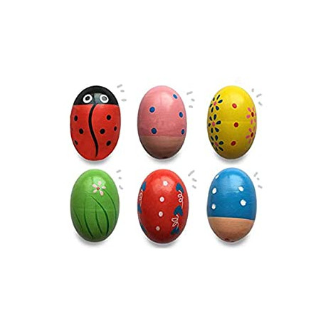 6 Pack Wooden Percussion Musical Shake Eggs for Toddlers Kids Boys