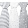 Muslin Baby Swaddle Blankets, 47x47 (3 Pack) Grey