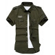 Men's Short Sleeve Military Button Down Cargo Shirt