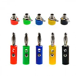 20Pcs 4mm Banana Socket Jack + 20Pcs Audio Speaker Wire Cable Banana Plugs Screw Type Connectors