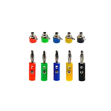20Pcs 4mm Banana Socket Jack + 20Pcs Audio Speaker Wire Cable Banana Plugs Screw Type Connectors
