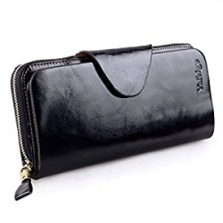 Large Luxury Women's RFID Blocking Tri-fold Leather Wallet