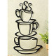 Outlet Black Coffee Cup Silhouette Metal Wall Art for Home Decoration