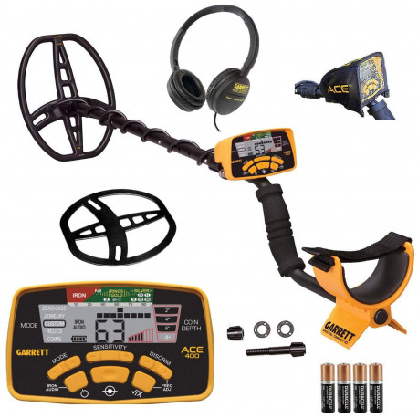 Garrett Ace 400 Metal Detector with Waterproof Coil and Headphone Plus Accessories