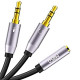 Headphone Splitter CTIA for Computer Y Jack Adapter 3.5mm 2 x 3 Pole TRS Male to 4 Pole TRRS Female Compatible