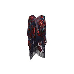 Women Floral Ruana Poncho Cardigan Dress