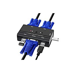 USB VGA KVM Switch with Cables, 2 Ports Selector Switcher for 2 PC