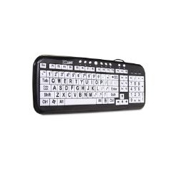 Low Vision Keyboard Large Black Print, White Keys