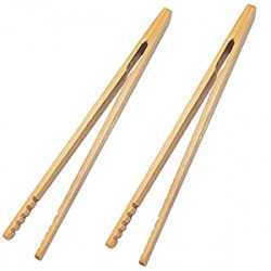 2 Pack 7 Inch Bamboo Kitchen Tongs for Toast Tea Bread Pickle Cooking
