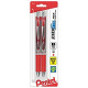 Pentel EnerGel RTX Retractable Liquid Gel Pen, Bold Line, Metal Tip, Red Ink 2-Pack (BL80BP2B)
