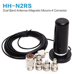 VHF UHF Dual Band Antenna + 5M Coaxial Cable Magnetic Mount + 4 Adapters