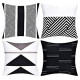 Set of 4 Throw Cushion Cover for Bed Couch Sofa Office Decor, 18 × 18 Inches, Black and White