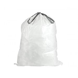 (50 Count)│White Drawstring Garbage Liners 12 Gallon / 45 Liter │ 21.5" x 30.75"