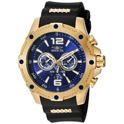 19659 I-Force 18k Gold Ion-Plated Watch with Black Polyurethane Band