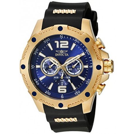19659 I-Force 18k Gold Ion-Plated Watch with Black Polyurethane Band