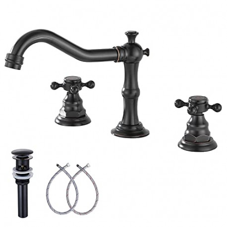 Two Handles 3 Holes 8-16 inch Widespread Bathroom Sink Faucet Oil Rubbed Bronze