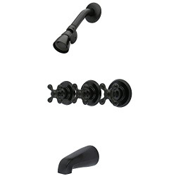 Kingston Brass KB235AX Tub and Shower Faucet with 3-Cross Handle