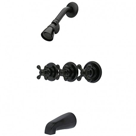 Kingston Brass KB235AX Tub and Shower Faucet with 3-Cross Handle