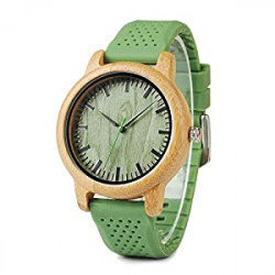 Mens Womens 44mm Big Neutral Bamboo Wooden Watch Unisex Japan Analog Quartz