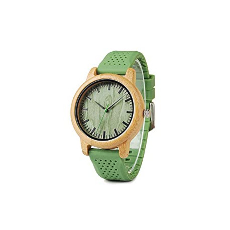 Mens Womens 44mm Big Neutral Bamboo Wooden Watch Unisex Japan Analog Quartz