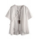 Women's Linen Retro Chinese Frog Button Tops Blouse