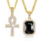 Men Women 18K Gold Plated CZ Fully Iced Out Ruby Egyptian