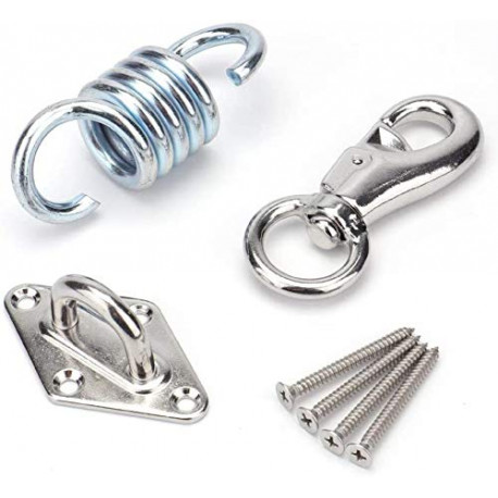 Premium Stainless Steel Hammock Spring, Swivel Hook, and Ceiling Hammock Mount (with 4 Stainless mounting Screws)