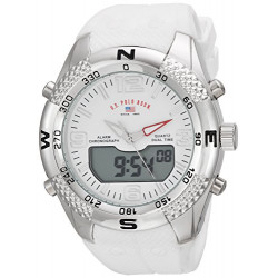 U.S. Polo Assn. Men's Analog-Quartz Watch with Rubber Strap, White, 26 (Model: US9663)
