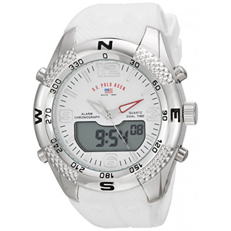 U.S. Polo Assn. Men's Analog-Quartz Watch with Rubber Strap, White, 26 (Model: US9663)