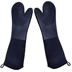 Extra Long Silicone Oven Mitts Heavy Duty Commercial Grade Oven