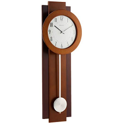 Avent Pendulum Deco Wall Clock, 18", Walnut/Mahogany