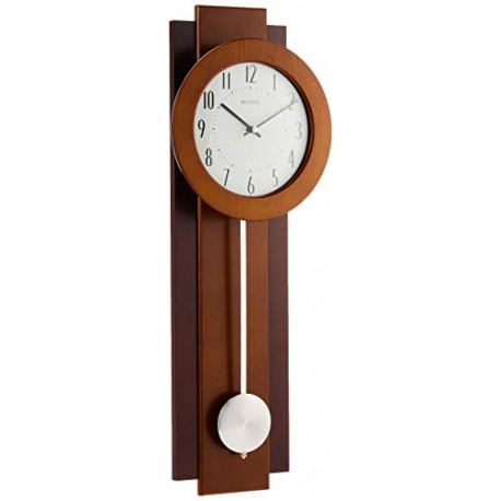 Avent Pendulum Deco Wall Clock, 18", Walnut/Mahogany