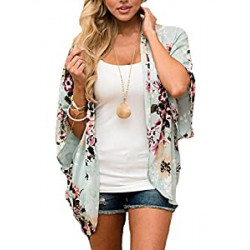 Women Floral Print Lightweight Chiffon Kimono