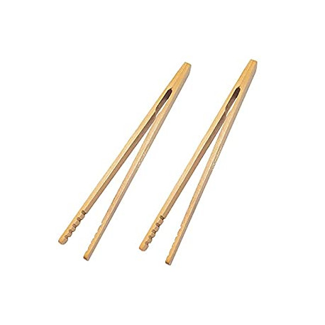 2 Pack 7 Inch Bamboo Kitchen Tongs for Toast Tea Bread Pickle Cooking