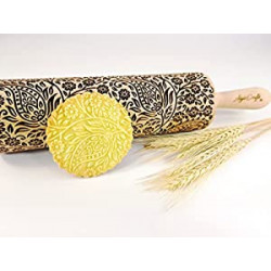 pattern Embossed Rolling Pin. Engraved Dough Roller