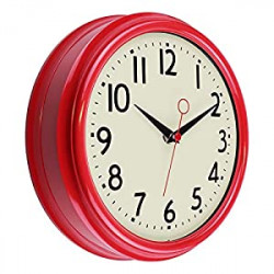 Retro Wall Clock 9.5 Inch Red Kitchen 50's