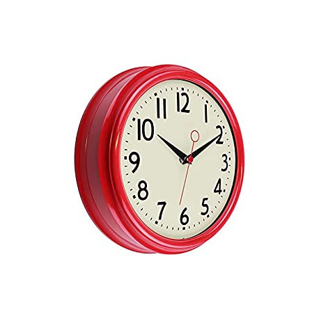 Retro Wall Clock 9.5 Inch Red Kitchen 50's