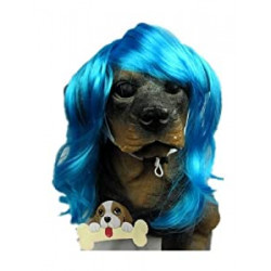 Blue Wavy Syethetic Hair Pet Dog Cat Wigs-Gift