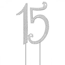 Birthday Number Cake Topper Anniversary Crystal Rhinestones Decorative Cupcake Topper for 15th