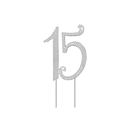 Birthday Number Cake Topper Anniversary Crystal Rhinestones Decorative Cupcake Topper for 15th