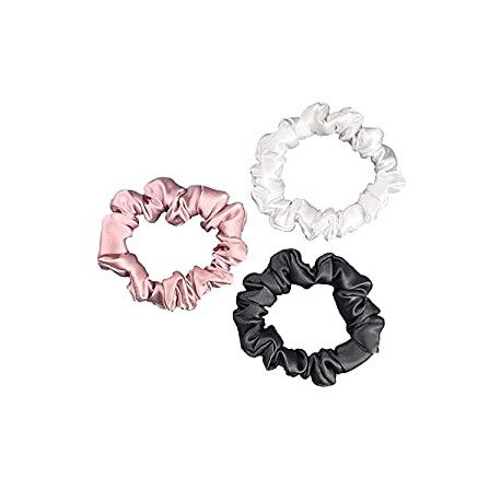 Mulberry Silk Scrunchies for Hair (Small, Charcoal, Pink, Ivory)