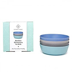 Bamboo Dinnerware Bowls for Kids, Set of 4 Eco Friendly Toddler Bowls