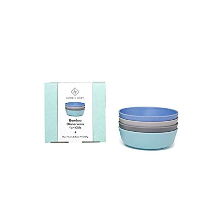 Bamboo Dinnerware Bowls for Kids, Set of 4 Eco Friendly Toddler Bowls