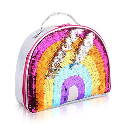 Insulated Lunch Bag Bento Box Reversible Sequin lunch bags Rainbow