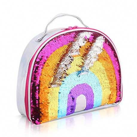 Insulated Lunch Bag Bento Box Reversible Sequin lunch bags Rainbow