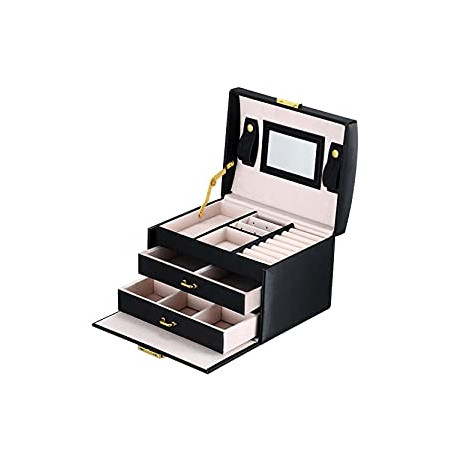 Jewelry Box with Lock and Mirror Lockable Travel